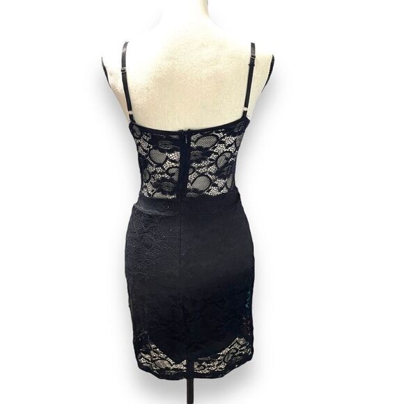 Haute Monde Women Allover Lace Sweetheart Corset Bodycon Mini Dress Black Medium - Picture 2 of 12